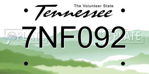 7NF092 Tennessee License Plate