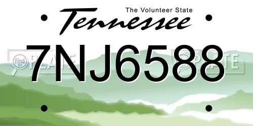 7NJ6588 Tennessee License Plate