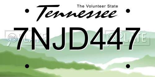 7NJD447 Tennessee License Plate