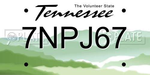7NPJ67 Tennessee License Plate