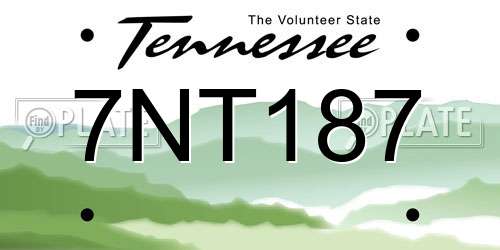 7NT187 Tennessee License Plate