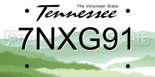 7NXG91 Tennessee License Plate