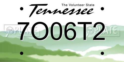 7O06T2 Tennessee License Plate