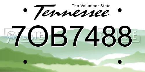 7OB7488 Tennessee License Plate