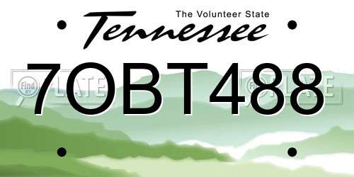 7OBT488 Tennessee License Plate