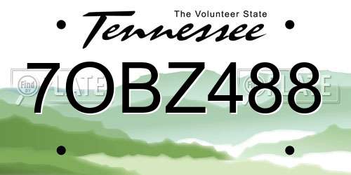 7OBZ488 Tennessee License Plate