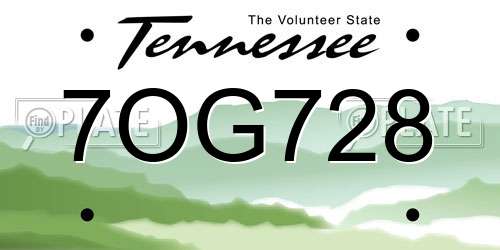 7OG728 Tennessee License Plate