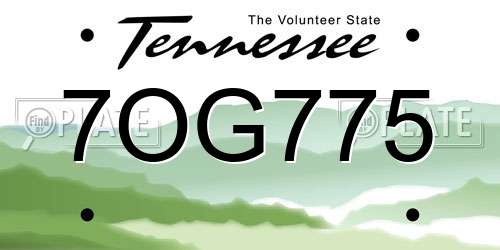 7OG775 Tennessee License Plate