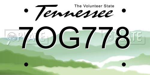7OG778 Tennessee License Plate