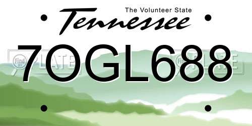 7OGL688 Tennessee License Plate