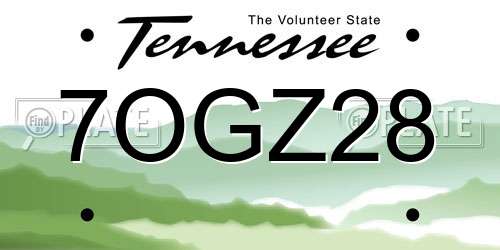 7OGZ28 Tennessee License Plate
