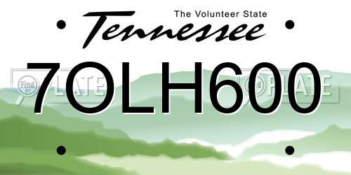 7OLH600 Tennessee License Plate
