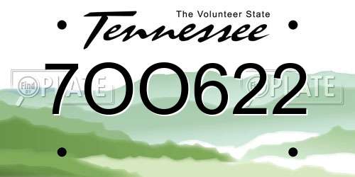 7OO622 Tennessee License Plate