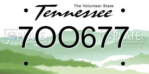 7OO677 Tennessee License Plate