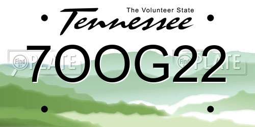 7OOG22 Tennessee License Plate