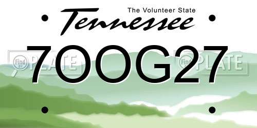 7OOG27 Tennessee License Plate