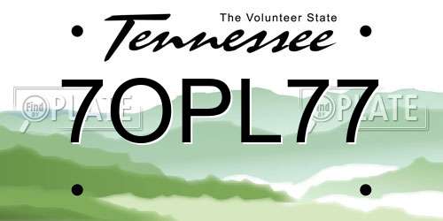 7OPL77 Tennessee License Plate