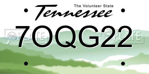 7OQG22 Tennessee License Plate