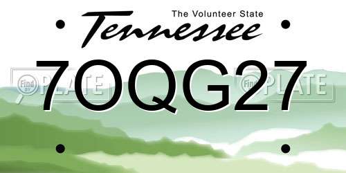 7OQG27 Tennessee License Plate