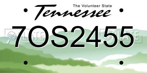 7OS2455 Tennessee License Plate