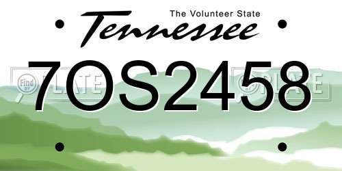 7OS2458 Tennessee License Plate