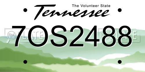 7OS2488 Tennessee License Plate