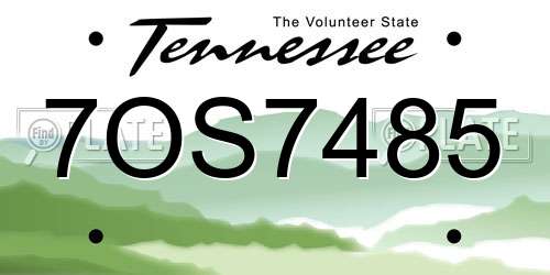 7OS7485 Tennessee License Plate