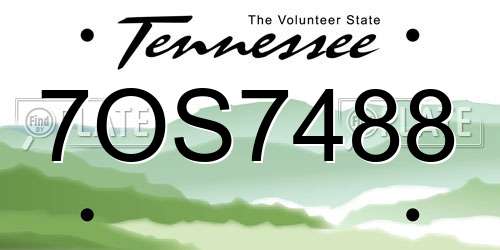 7OS7488 Tennessee License Plate