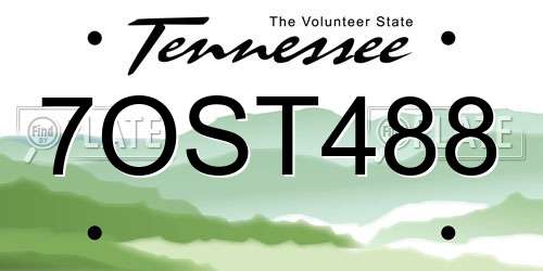7OST488 Tennessee License Plate