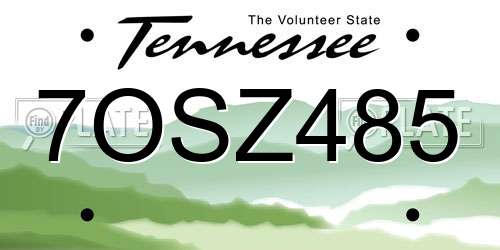 7OSZ485 Tennessee License Plate