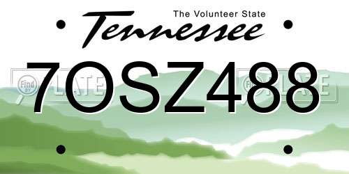 7OSZ488 Tennessee License Plate