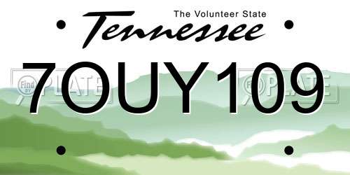 7OUY109 Tennessee License Plate