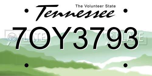 7OY3793 Tennessee License Plate