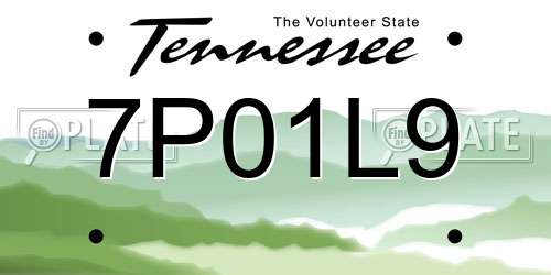 7P01L9 Tennessee License Plate