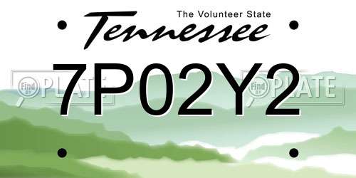 7P02Y2 Tennessee License Plate