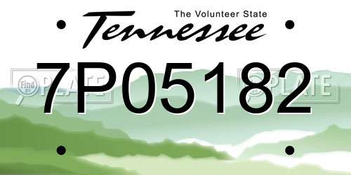 7P05182 Tennessee License Plate