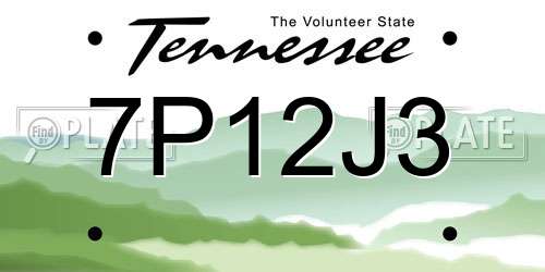 7P12J3 Tennessee License Plate