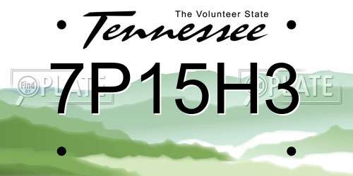7P15H3 Tennessee License Plate