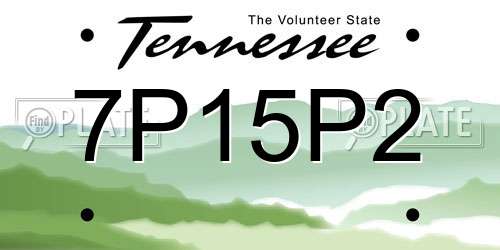 7P15P2 Tennessee License Plate