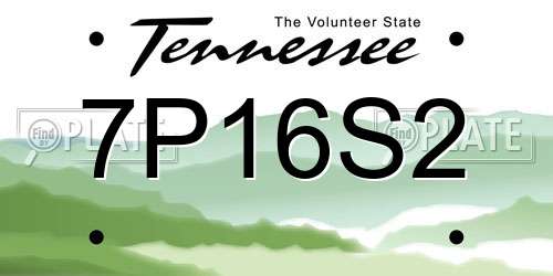 7P16S2 Tennessee License Plate