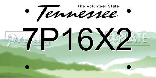 7P16X2 Tennessee License Plate
