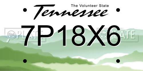 7P18X6 Tennessee License Plate