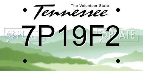7P19F2 Tennessee License Plate