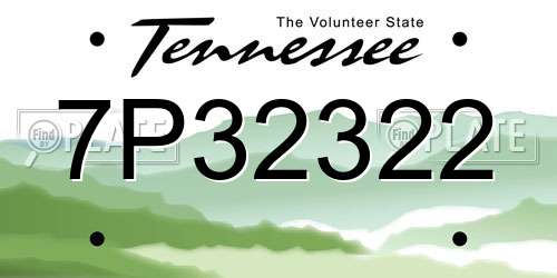 7P32322 Tennessee License Plate