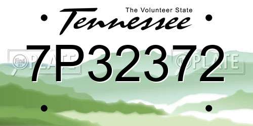 7P32372 Tennessee License Plate