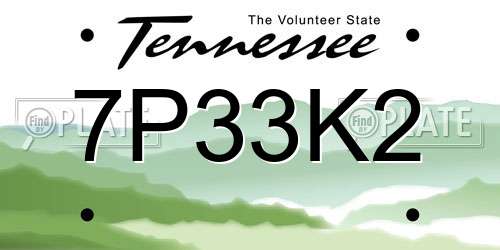 7P33K2 Tennessee License Plate