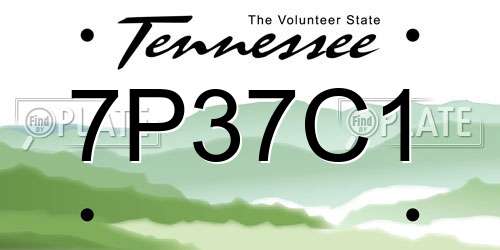 7P37C1 Tennessee License Plate