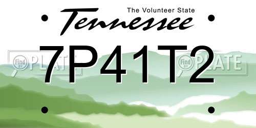 7P41T2 Tennessee License Plate