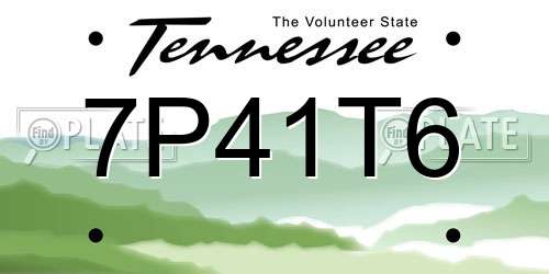 7P41T6 Tennessee License Plate