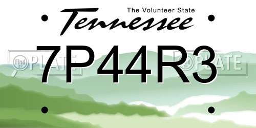 7P44R3 Tennessee License Plate